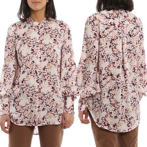 Equipment Boleyn Oversized Floral Print Button Down Shirt Pink Womens Size Small